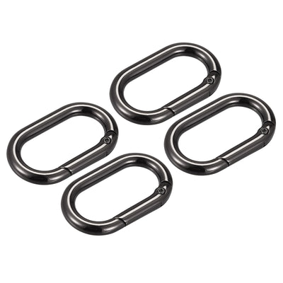 Harfington Uxcell 1.61" Spring Oval Ring Snap Clip Trigger for Bag Purse Keychain, 4Pcs Dark Grey