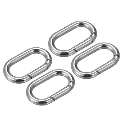 Harfington Uxcell 1.61" Spring Oval Ring Snap Clip Trigger for Bag Purse Keychain, 4Pcs Silver