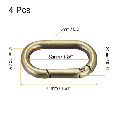 Harfington Uxcell 1.61" Spring Oval Ring Snap Clip Trigger for Bag Purse Keychain, 4Pcs Bronze
