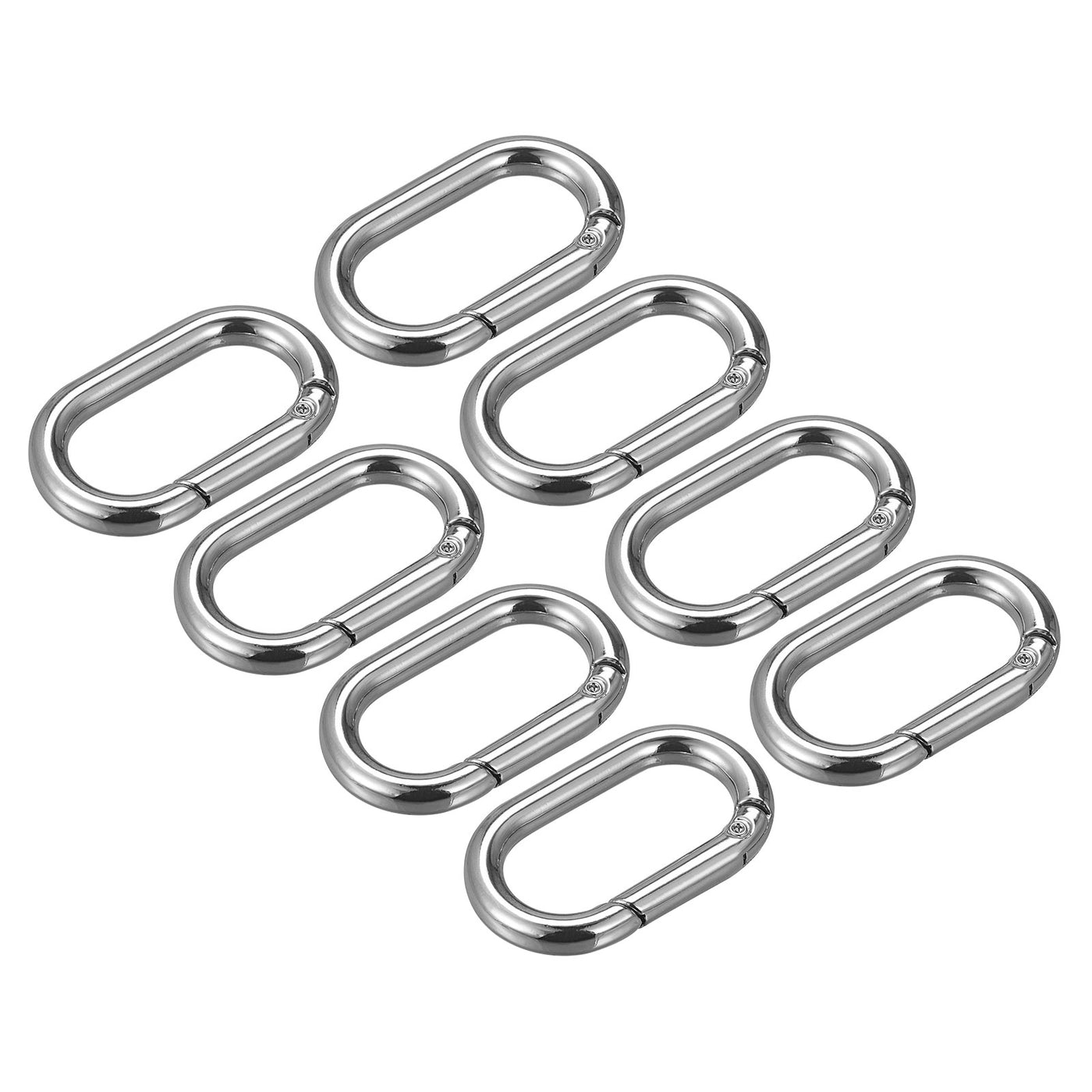 uxcell Uxcell 1.61" Spring Oval Ring Snap Clip Trigger for Bag Purse Keychain, 8Pcs Silver