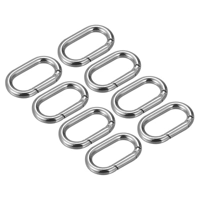 Harfington Uxcell 1.61" Spring Oval Ring Snap Clip Trigger for Bag Purse Keychain, 8Pcs Silver