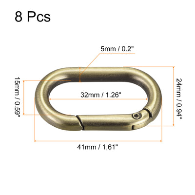 Harfington Uxcell 1.61" Spring Oval Ring Snap Clip Trigger for Bag Purse Keychain, 8Pcs Bronze
