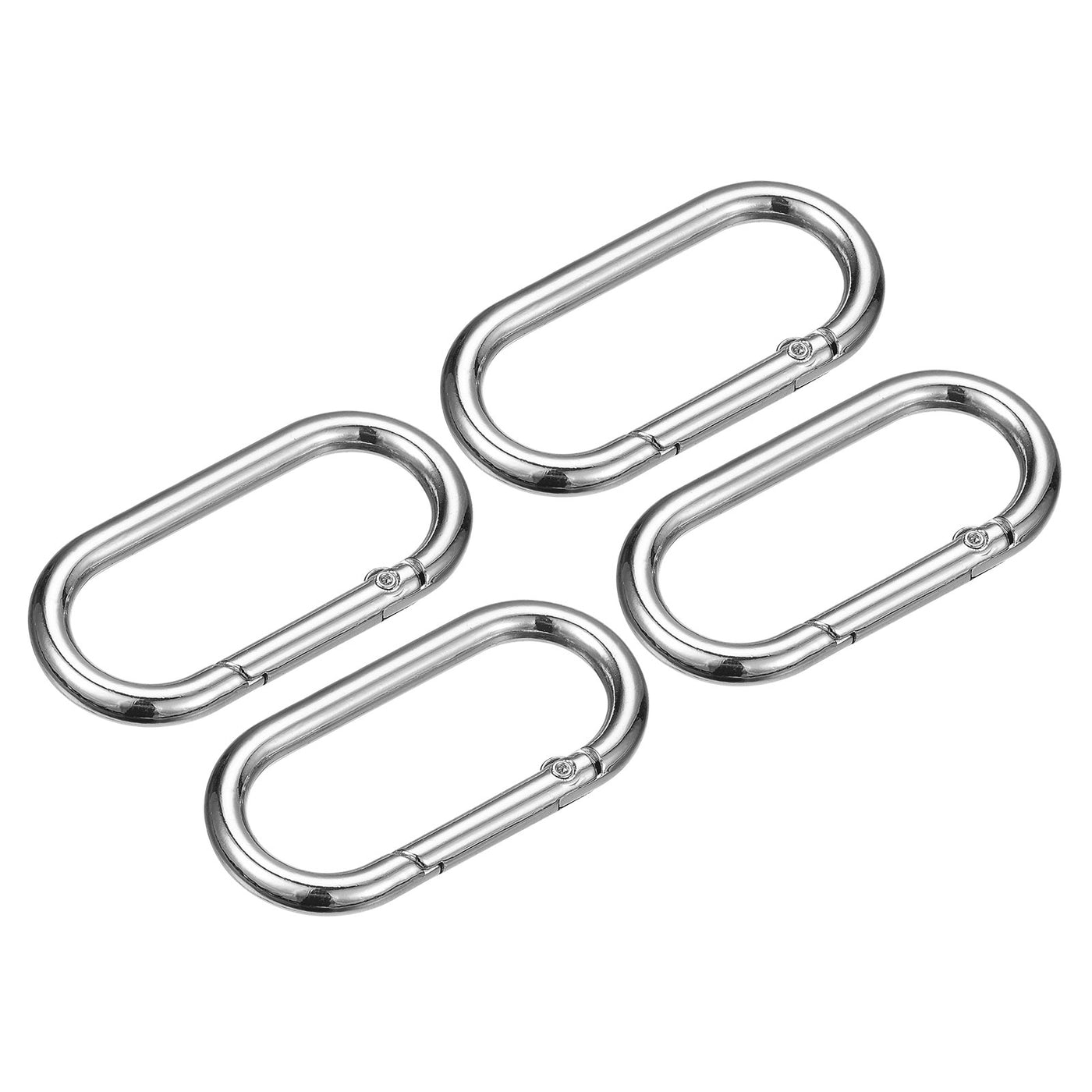 uxcell Uxcell 1.93" Spring Oval Ring Snap Clip Trigger for Bag Purse Keychain, 4Pcs Silver