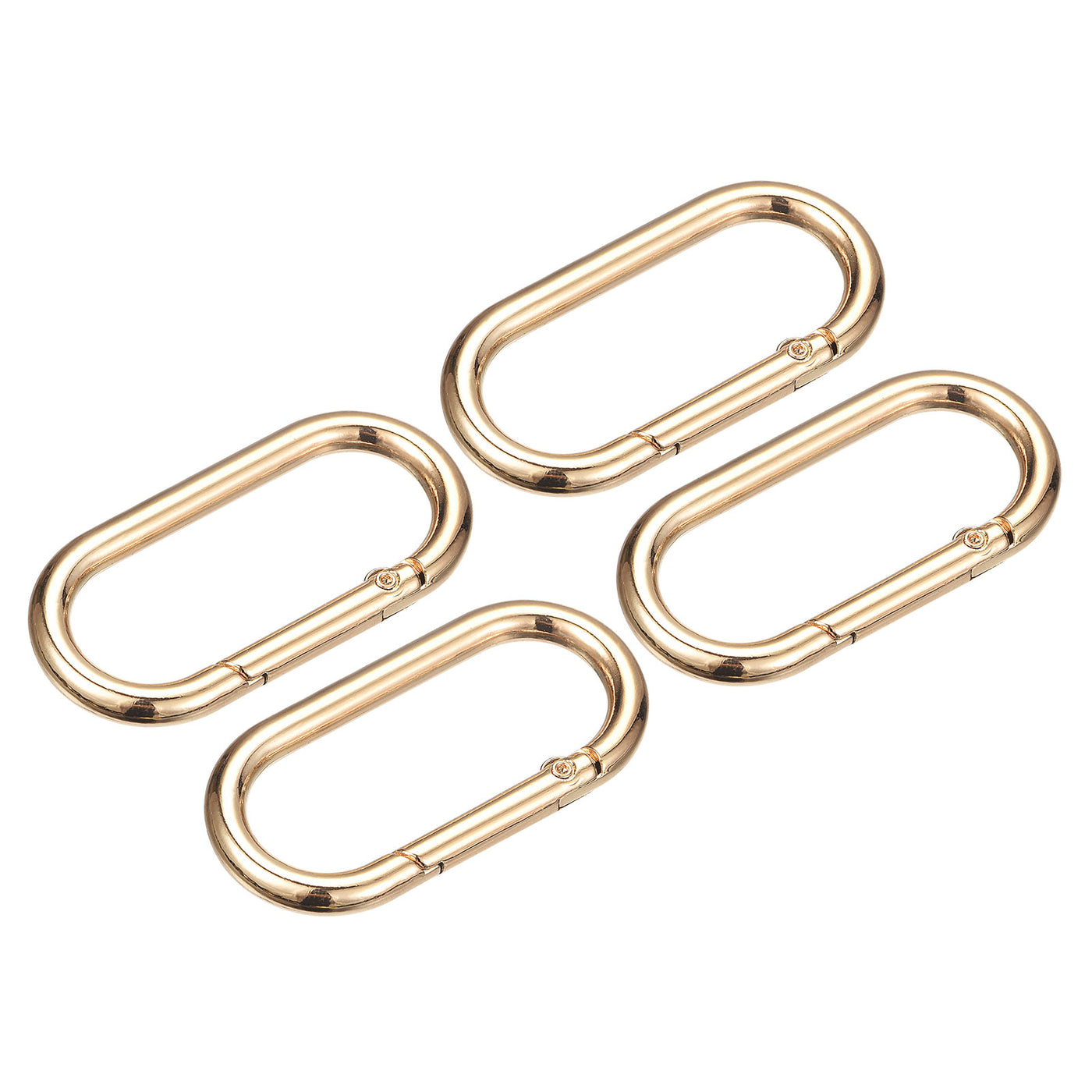 uxcell Uxcell 1.93" Spring Oval Ring Snap Clip Trigger for Bag Purse Keychain, 4Pcs Gold