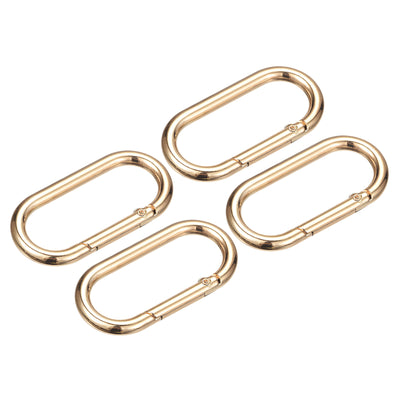 Harfington Uxcell 1.93" Spring Oval Ring Snap Clip Trigger for Bag Purse Keychain, 4Pcs Gold