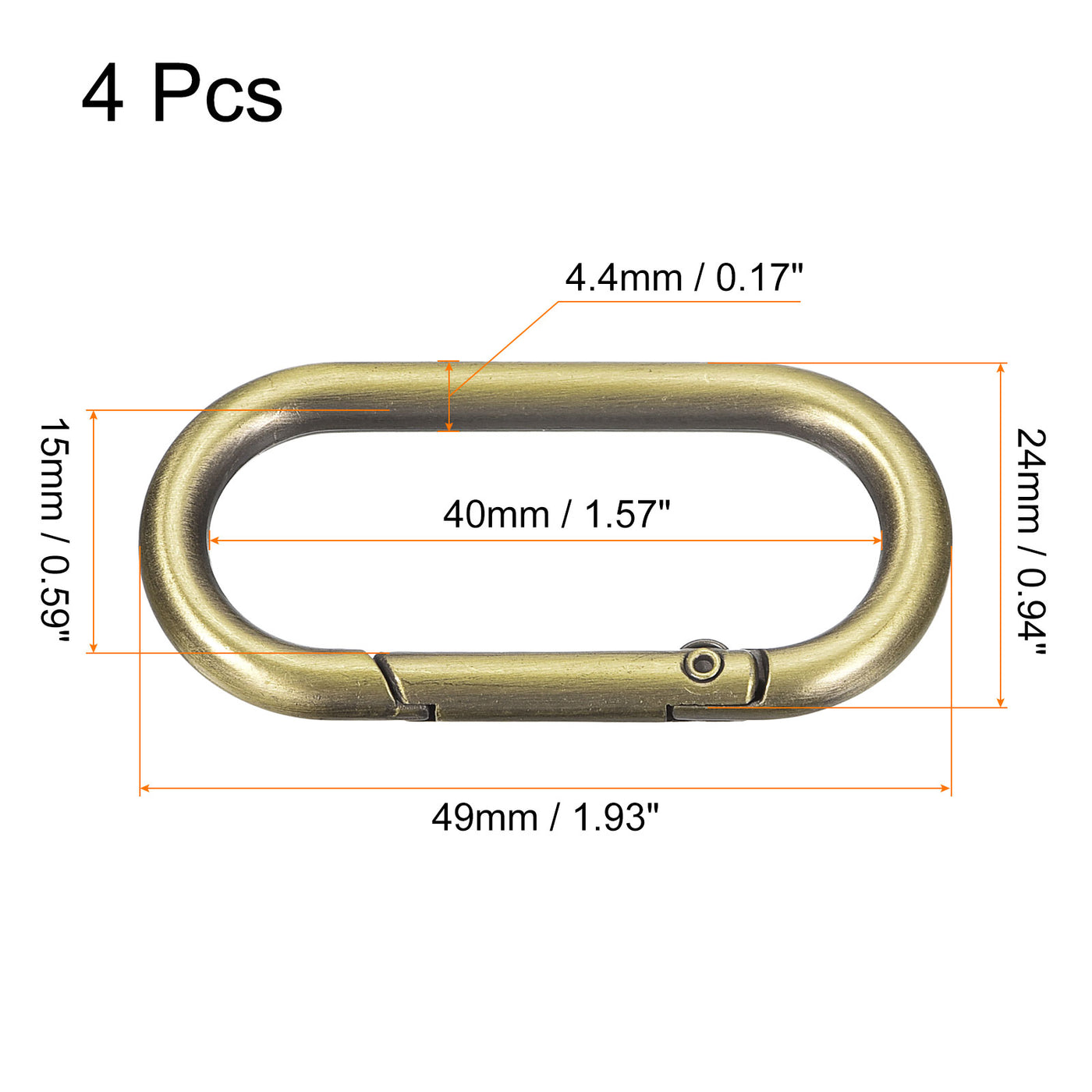uxcell Uxcell 1.93" Spring Oval Ring Snap Clip Trigger for Bag Purse Keychain, 4Pcs Bronze
