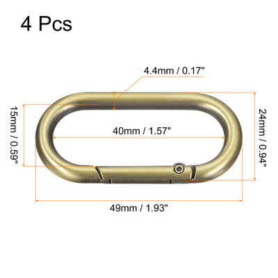 Harfington Uxcell 1.93" Spring Oval Ring Snap Clip Trigger for Bag Purse Keychain, 4Pcs Bronze
