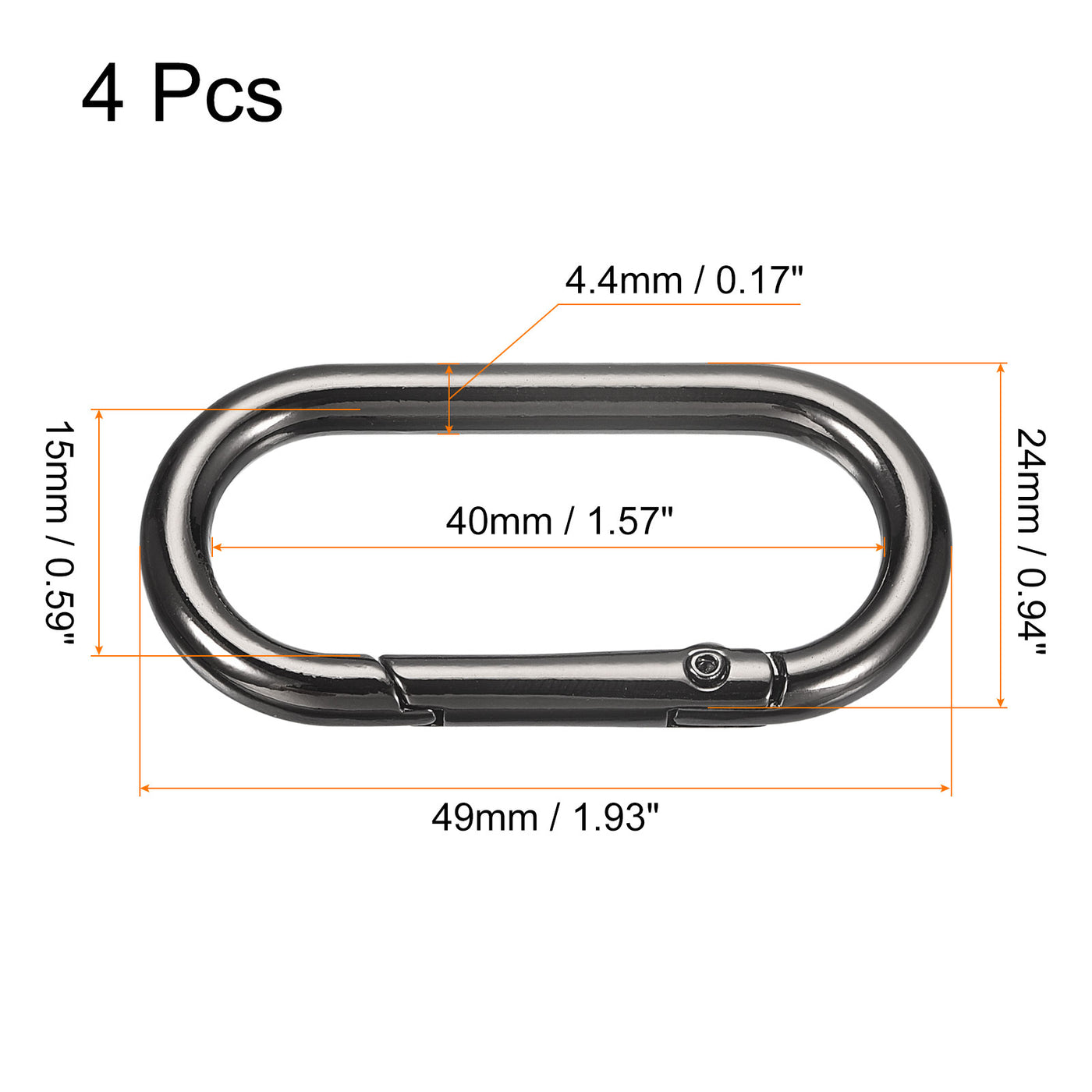 uxcell Uxcell 1.93" Spring Oval Ring Snap Clip Trigger for Bag Purse Keychain, 4Pcs Dark Grey