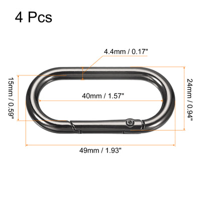 Harfington Uxcell 1.93" Spring Oval Ring Snap Clip Trigger for Bag Purse Keychain, 4Pcs Dark Grey