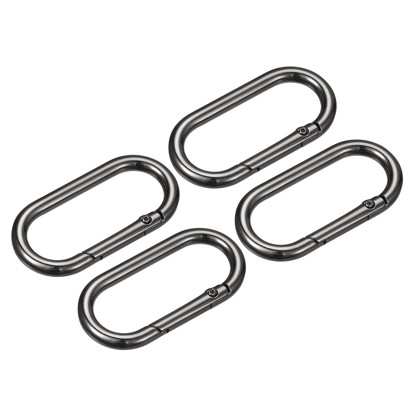 uxcell Uxcell 1.93" Spring Oval Ring Snap Clip Trigger for Bag Purse Keychain, 4Pcs Dark Grey