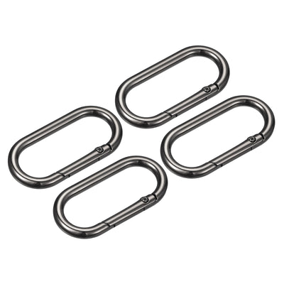 Harfington Uxcell 1.93" Spring Oval Ring Snap Clip Trigger for Bag Purse Keychain, 4Pcs Dark Grey