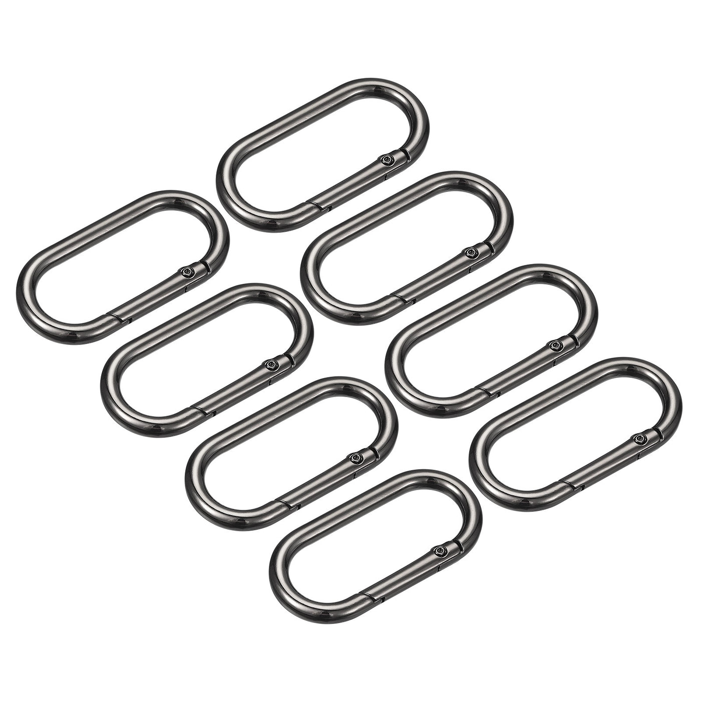uxcell Uxcell 1.93" Spring Oval Ring Snap Clip Trigger for Bag Purse Keychain, 8Pcs Dark Grey