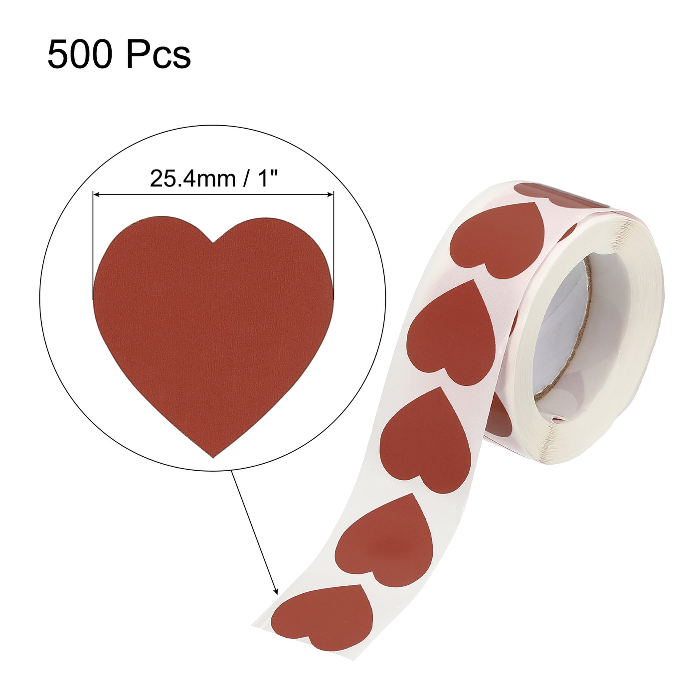 Harfington Heart Shaped Sticker 1" Self-Adhesive Love Label Purple Rose 500 Pcs