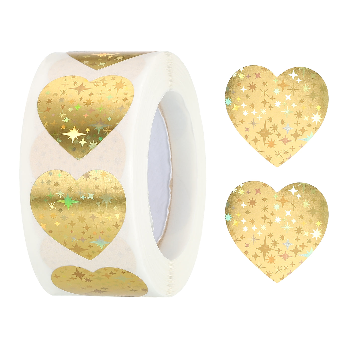 Harfington Heart Shaped Sticker 1" Self-Adhesive Love Label Star Golden 500 Pcs