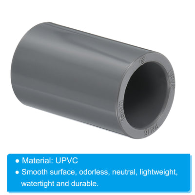 Harfington UPVC Pipe Fitting 0.63 Inch Socket, 10 Pack Straight Coupling, Grey