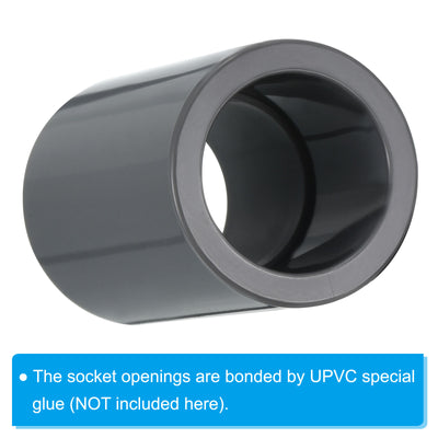 Harfington UPVC Pipe Fitting 0.63 Inch Socket, 10 Pack Straight Coupling, Grey