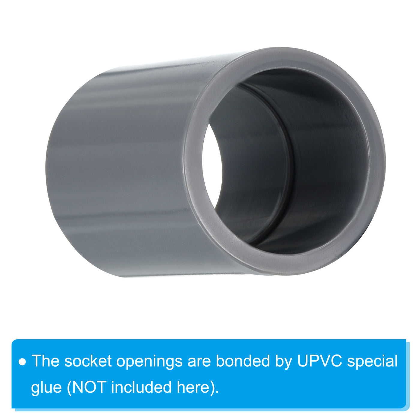 Harfington UPVC Pipe Fitting 0.79 Inch Socket, 10 Pack Straight Coupling, Grey