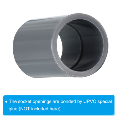 Harfington UPVC Pipe Fitting 0.79 Inch Socket, 15 Pack Straight Coupling, Grey