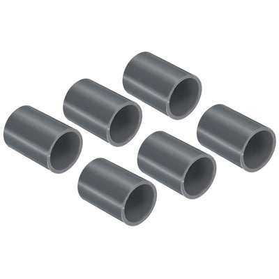 Harfington UPVC Pipe Fitting 0.98 Inch Socket, 6 Pack Straight Coupling, Grey