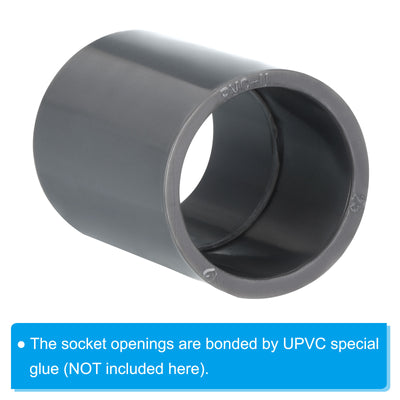 Harfington UPVC Pipe Fitting 0.98 Inch Socket, 10 Pack Straight Coupling, Grey