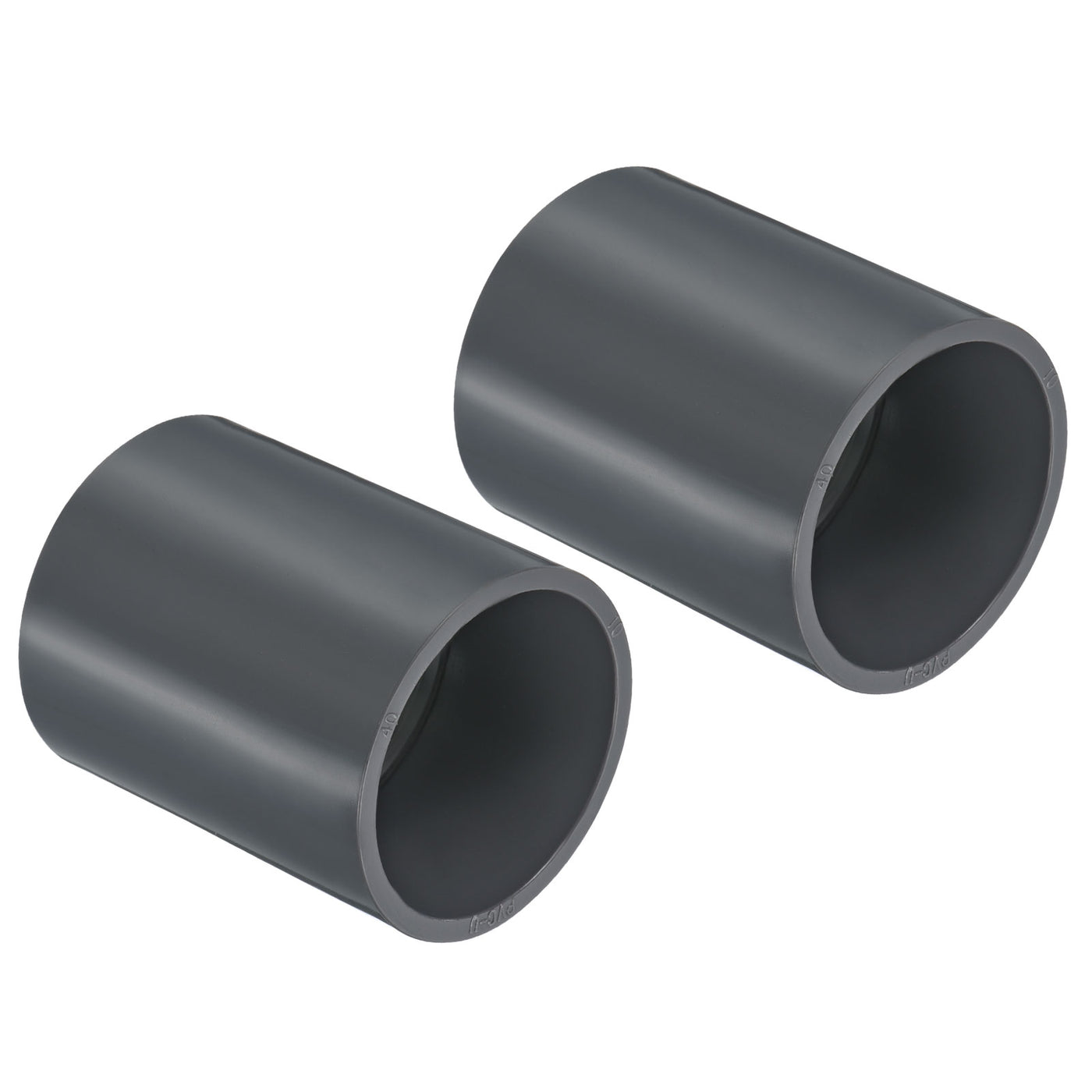 Harfington UPVC Pipe Fitting 1.57 Inch Socket, 2 Pack Straight Coupling, Grey