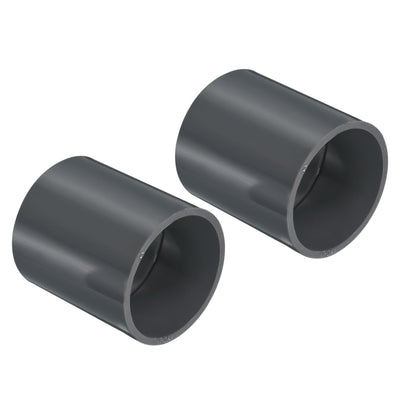Harfington UPVC Pipe Fitting 1.97 Inch Socket, 2 Pack Straight Coupling, Grey