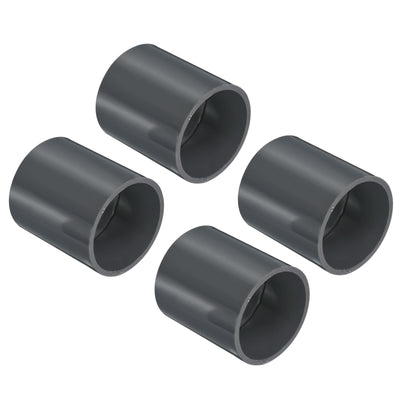 Harfington UPVC Pipe Fitting 1.97 Inch Socket, 4 Pack Straight Coupling, Grey