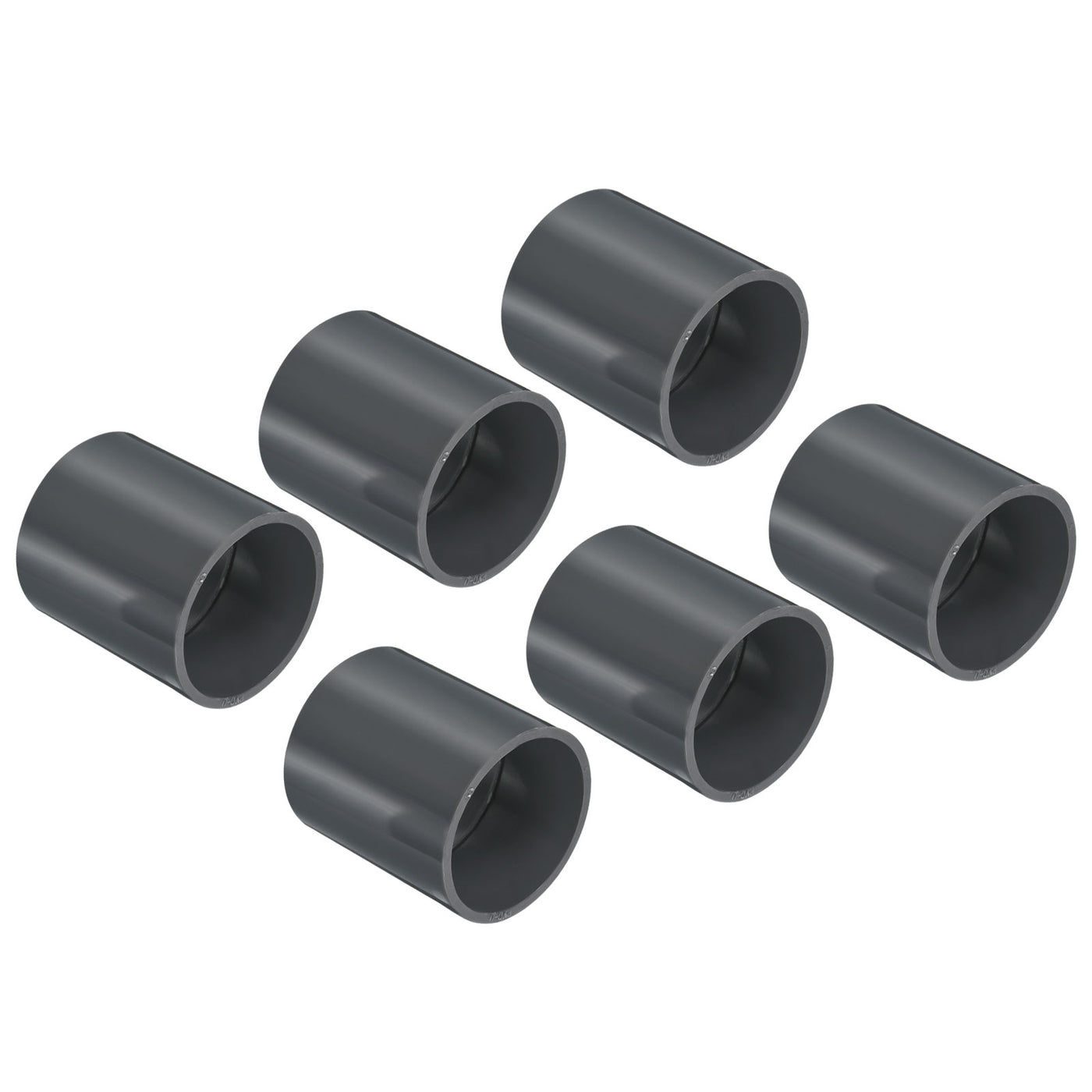 Harfington UPVC Pipe Fitting 1.97 Inch Socket, 6 Pack Straight Coupling, Grey