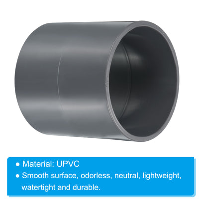 Harfington UPVC Pipe Fitting 2.95 Inch Socket, 1 Pack Straight Coupling, Grey