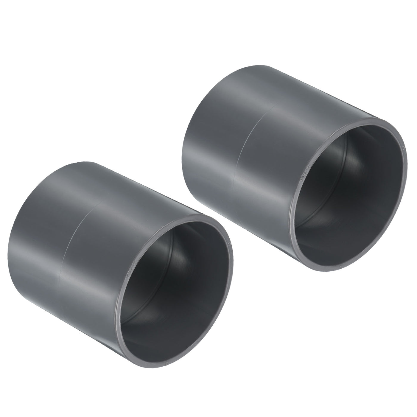 Harfington UPVC Pipe Fitting 2.95 Inch Socket, 2 Pack Straight Coupling, Grey