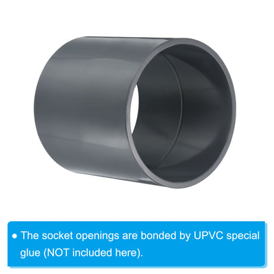 Harfington UPVC Pipe Fitting 3.54 Inch Socket, 1 Pack Straight Coupling, Grey