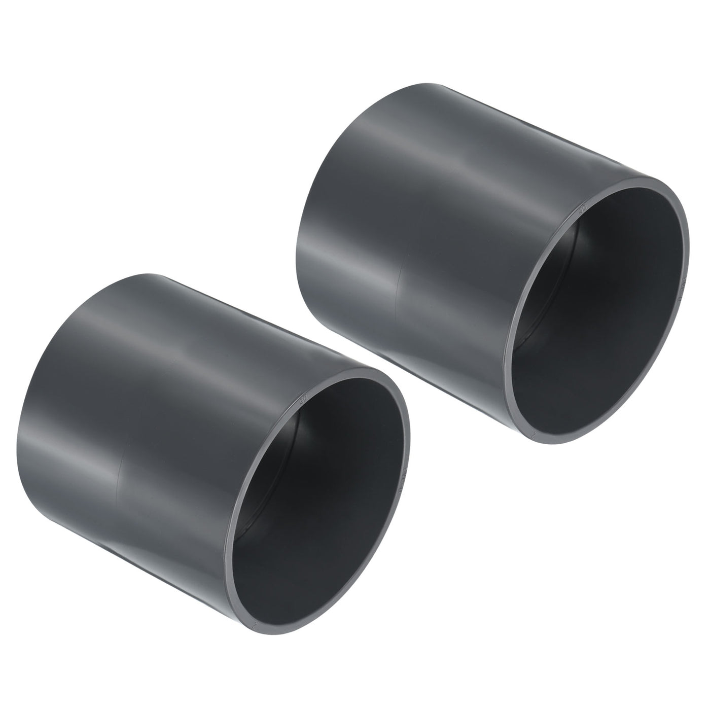 Harfington UPVC Pipe Fitting 3.54 Inch Socket, 2 Pack Straight Coupling, Grey