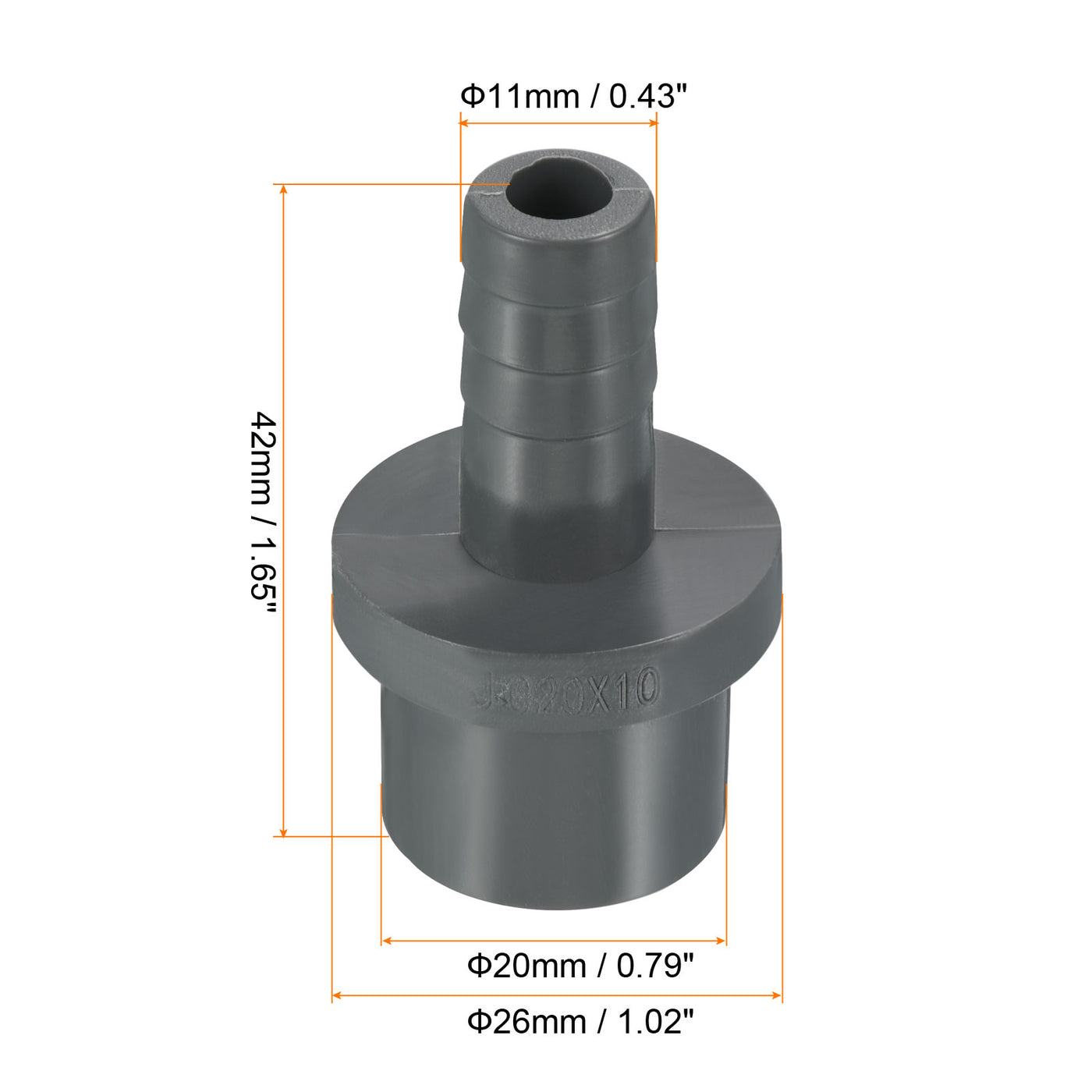 Harfington UPVC Reducer Pipe Fitting 20x11mm, 8 Pack Straight Coupling Connector, Grey