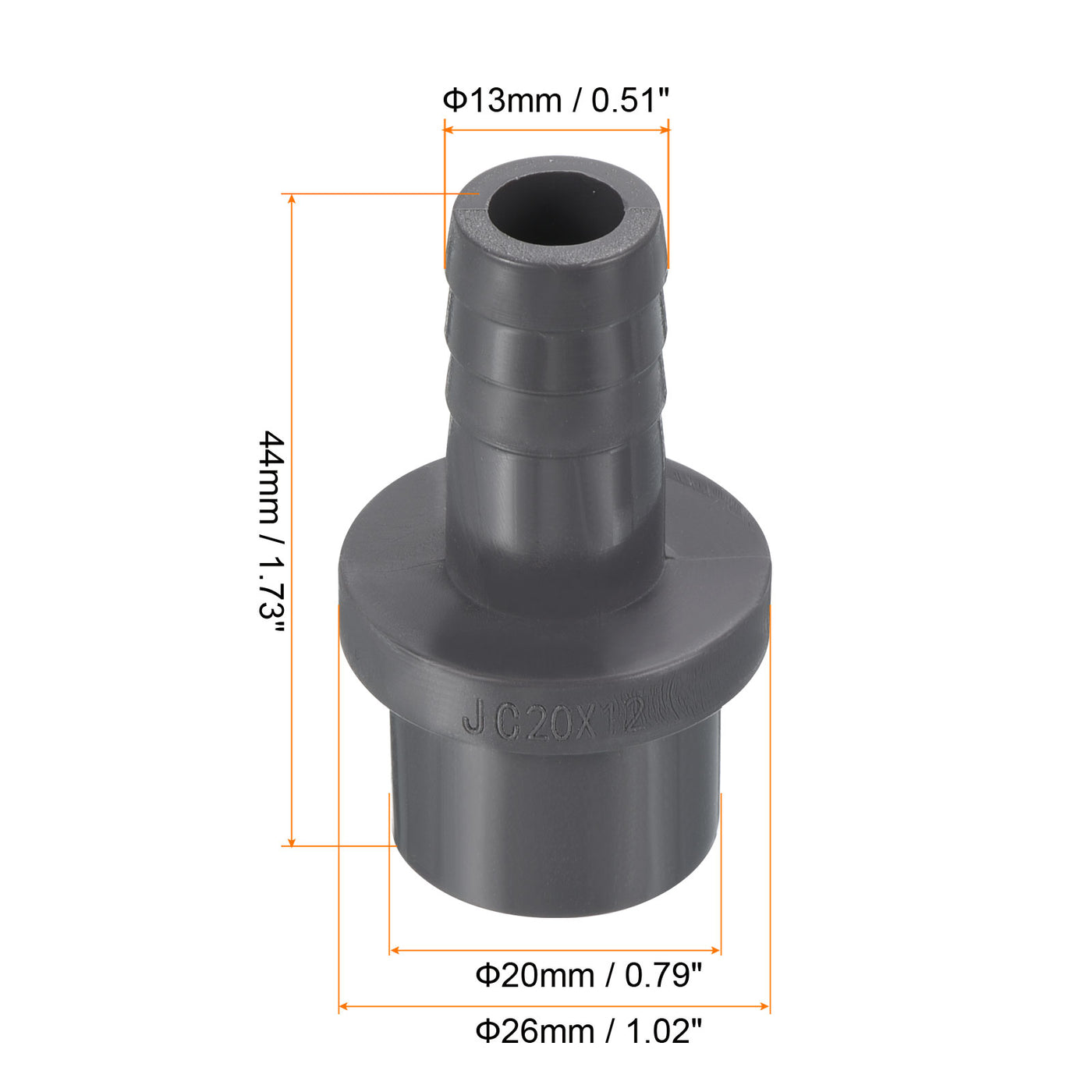 Harfington UPVC Reducer Pipe Fitting 20x13mm, 5 Pack Straight Coupling Connector, Grey