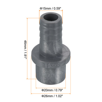Harfington UPVC Reducer Pipe Fitting 20x15mm, 5 Pack Straight Coupling Connector, Grey