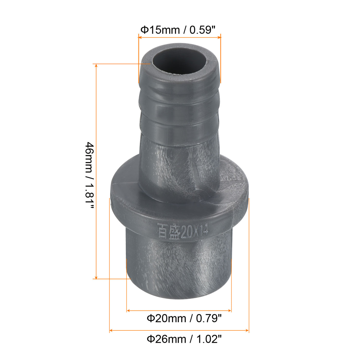 Harfington UPVC Reducer Pipe Fitting 20x15mm, 8 Pack Straight Coupling Connector, Grey