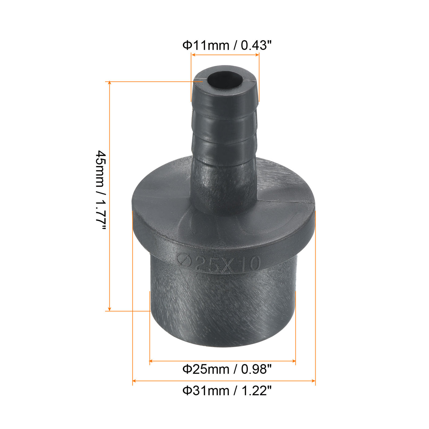 Harfington UPVC Reducer Pipe Fitting 25x11mm, 6 Pack Straight Coupling Connector, Grey