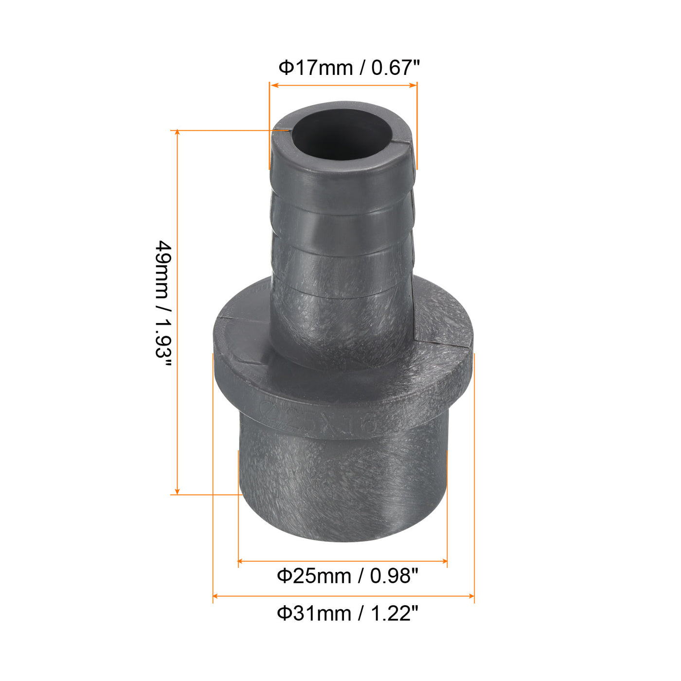 Harfington UPVC Reducer Pipe Fitting 25x17mm, 3 Pack Straight Coupling Connector, Grey