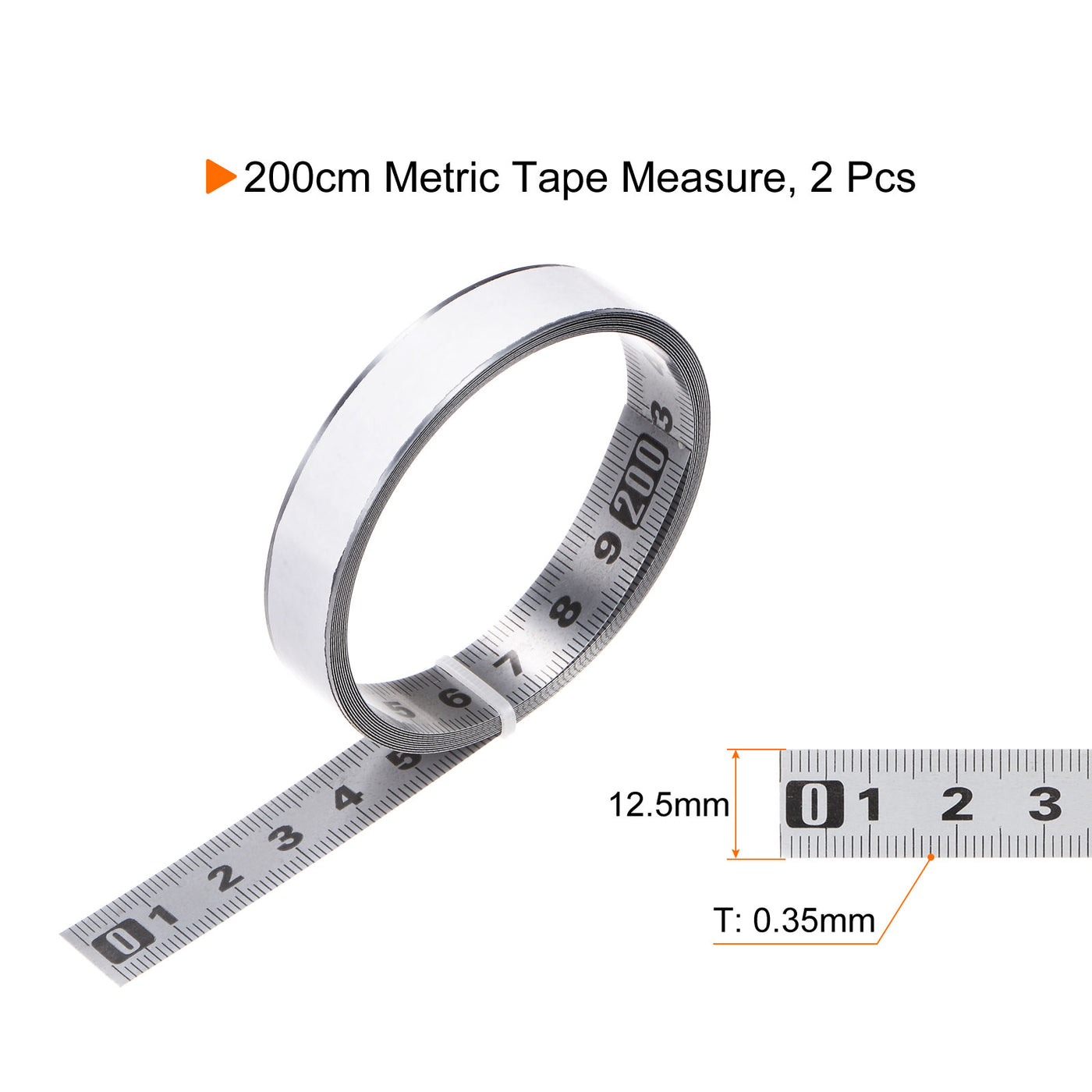 Harfington 2pcs Self-Adhesive Measuring Tape 200cm Metric Left to Right