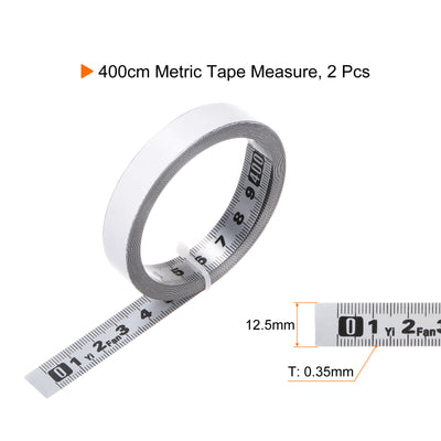 Harfington 2pcs Self-Adhesive Measuring Tape 400cm Metric Left to Right