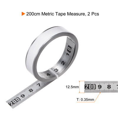 Harfington 2pcs Self-Adhesive Measuring Tape 200cm Metric Right to Left Read