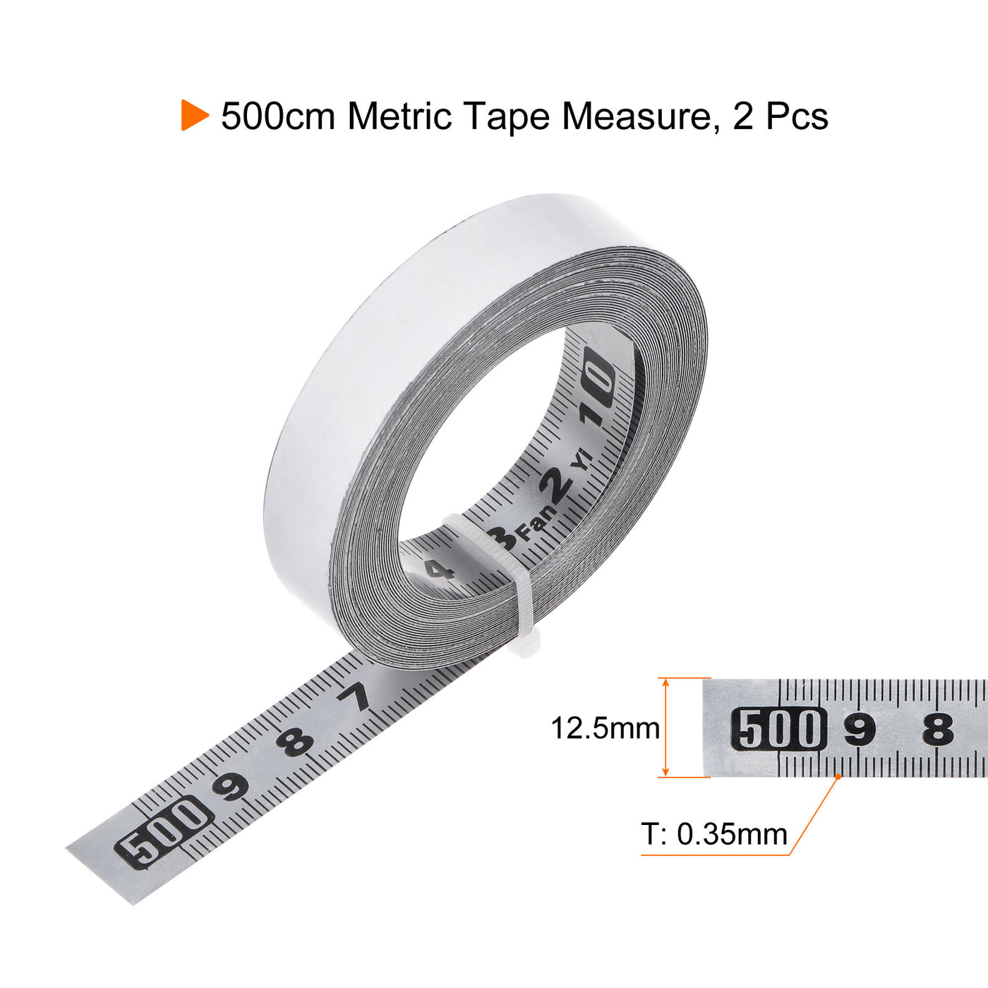 Harfington 2pcs Self-Adhesive Measuring Tape 500cm Metric Right to Left Read