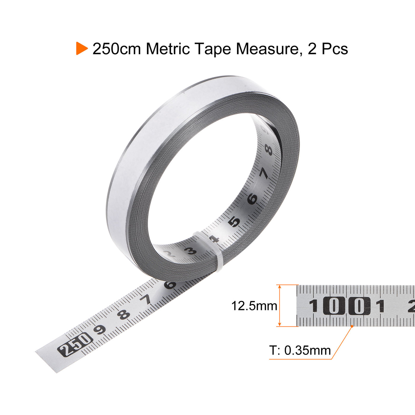 Harfington 2pcs Self-Adhesive Measuring Tape 250cm Metric Middle to Both Sides Read