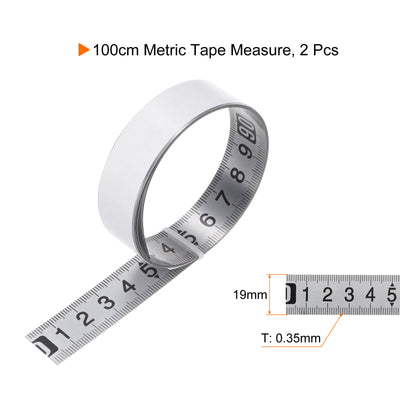 Harfington 2pcs Self-Adhesive Measuring Tape 100cm Metric Left to Right Widened