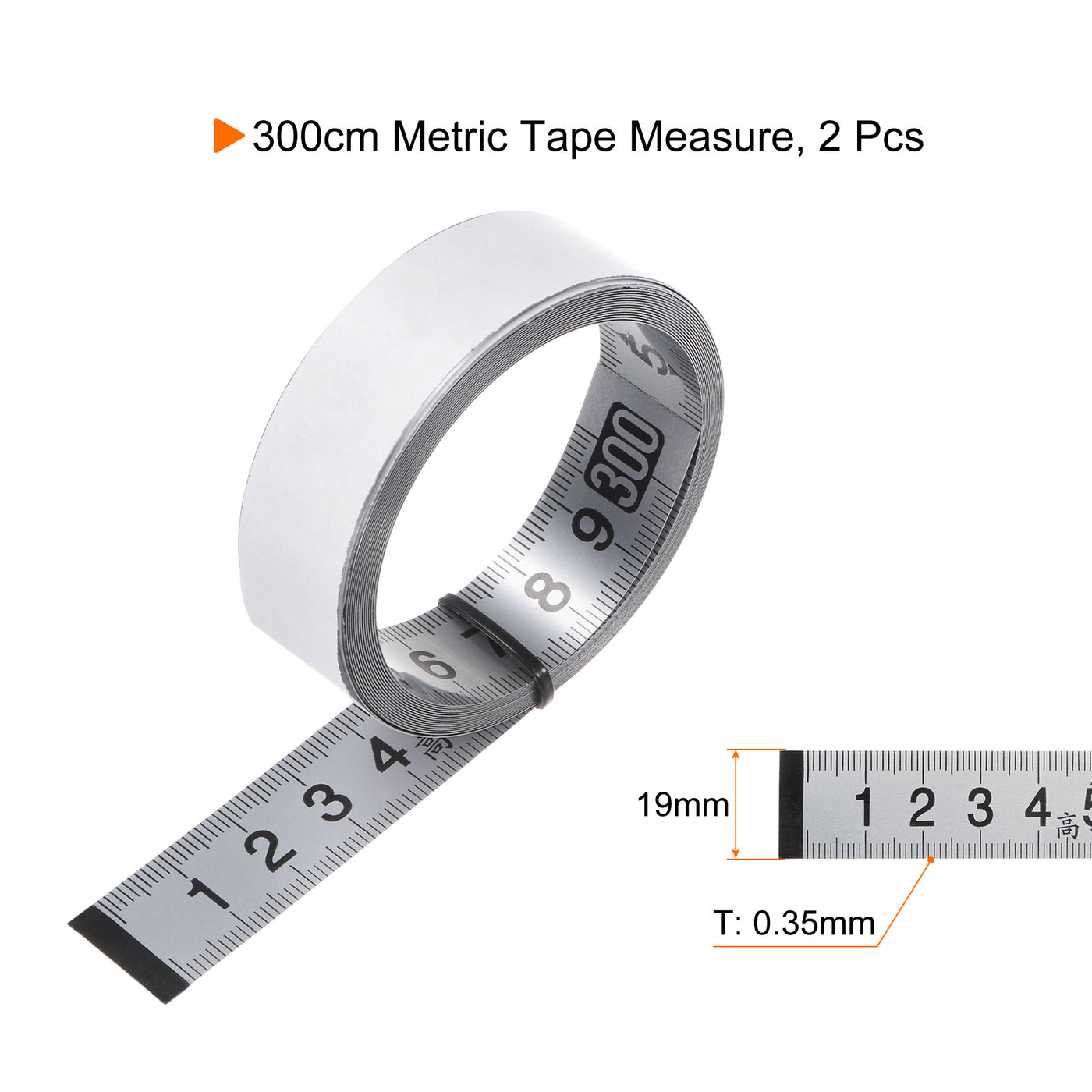 Harfington 2pcs Self-Adhesive Measuring Tape 300cm Metric Left to Right Widened