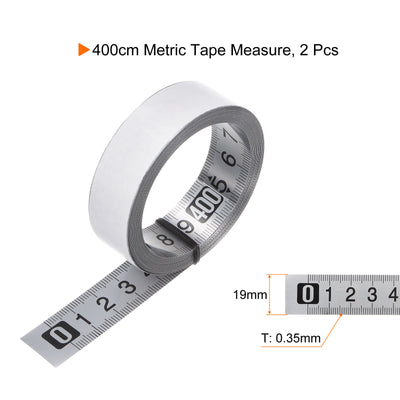 Harfington 2pcs Self-Adhesive Measuring Tape 400cm Metric Left to Right Widened