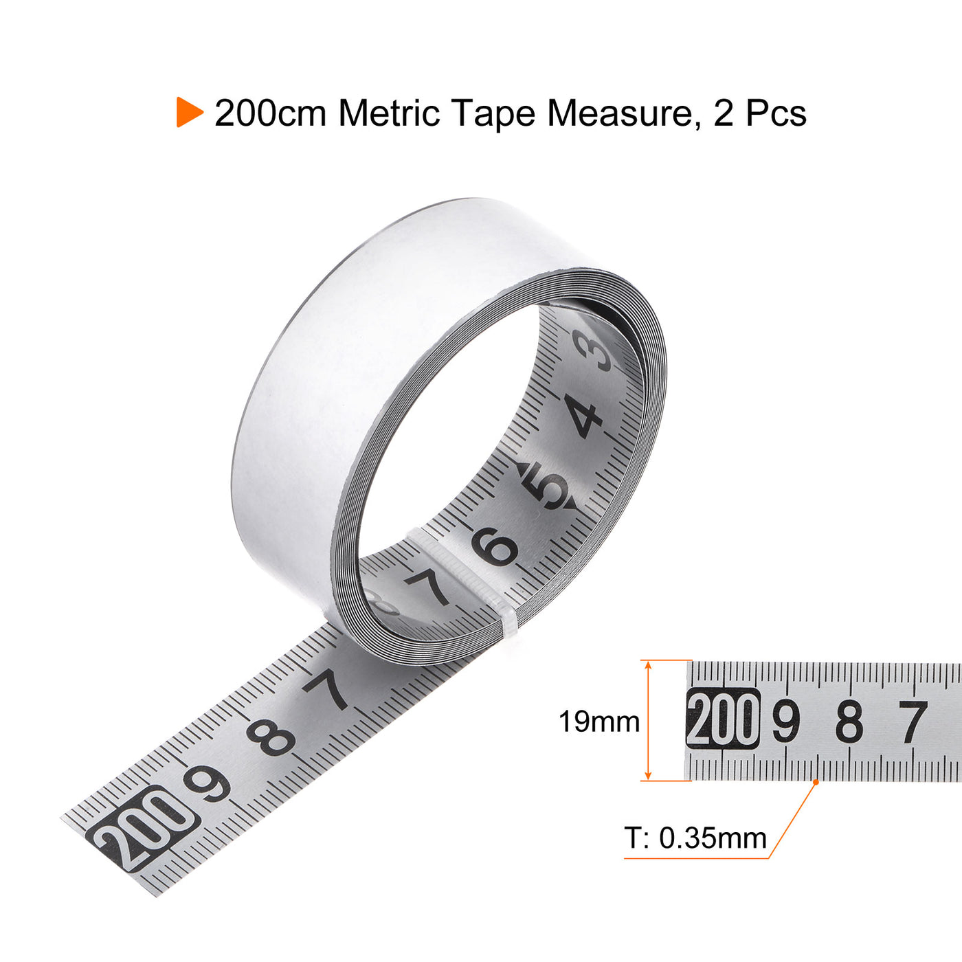 Harfington 2pcs Self-Adhesive Measuring Tape 200cm Metric Right to Left Read Widened