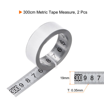 Harfington 2pcs Self-Adhesive Measuring Tape 300cm Metric Right to Left Read Widened