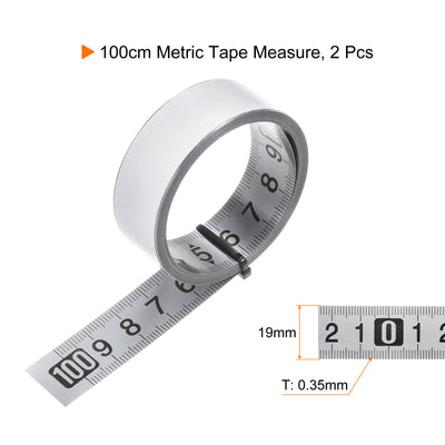 Harfington 2pcs Self-Adhesive Measuring Tape 100cm Metric Middle to Both Sides Read Widened