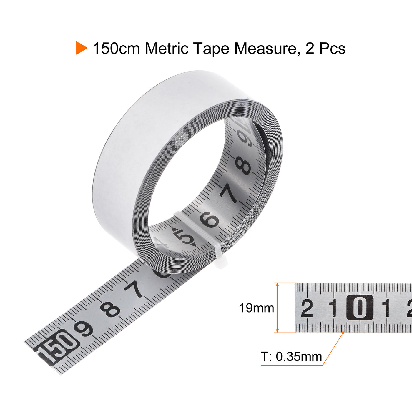 Harfington 2pcs Self-Adhesive Measuring Tape 150cm Metric Middle to Both Sides Read Widened